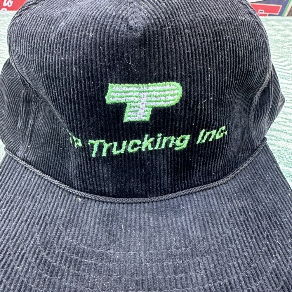 Vtg‎ Black Corduroy TP Trucking Inc. Hat